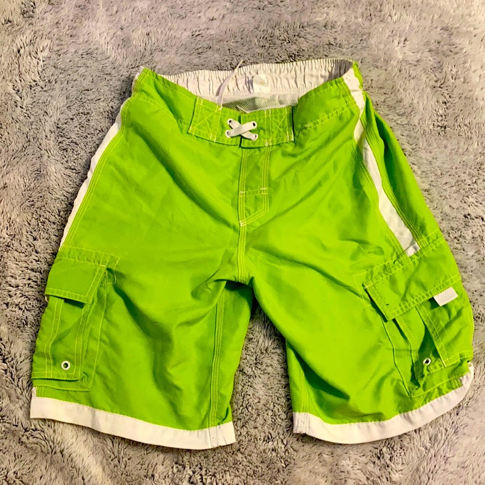 Lime green swim shorts